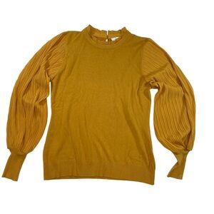 Sioni Milano Women's Mustard Pleated Balloon Sleeve Sweater M